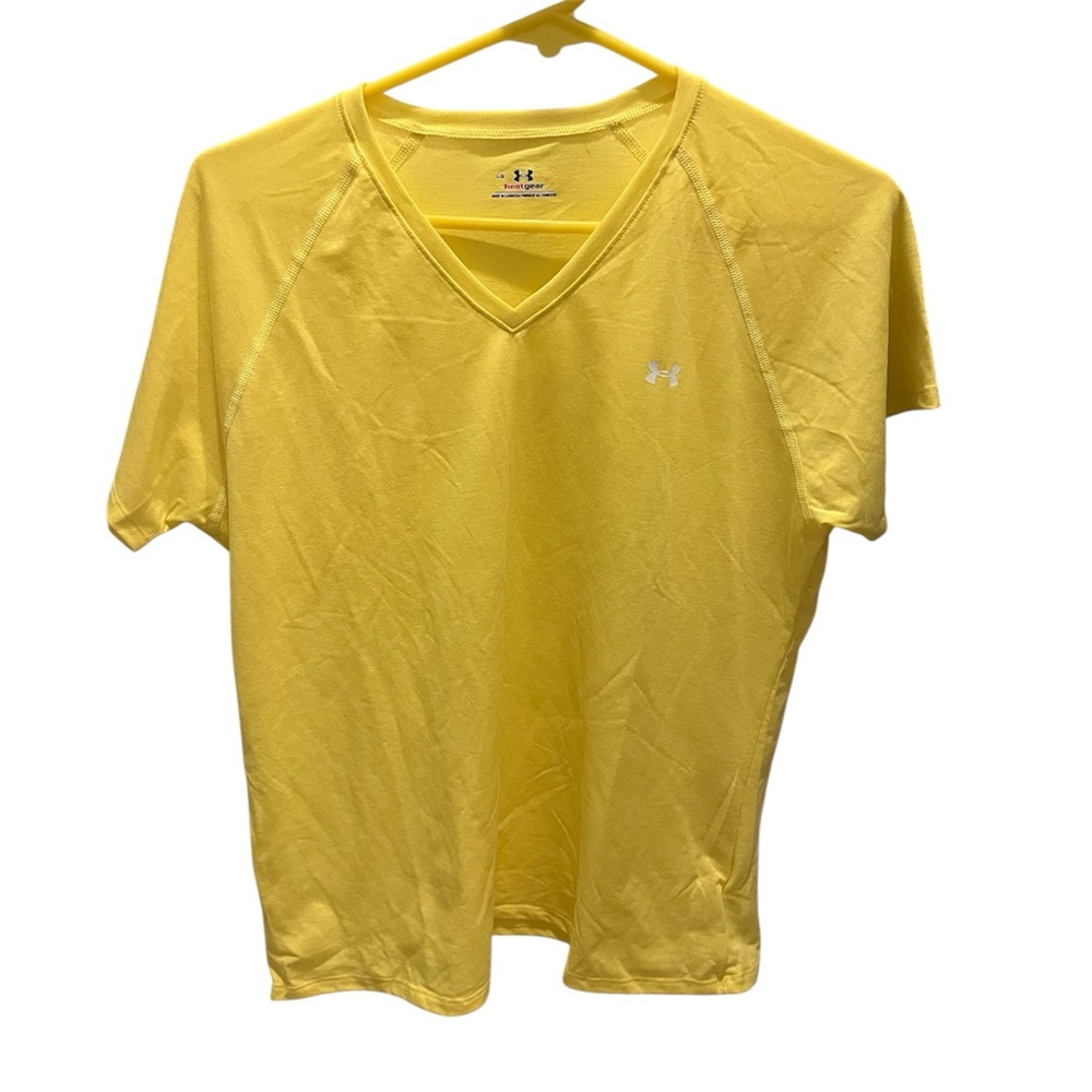 NWT Under Armour Heat Gear Yellow Women’s Short Sleeve Tee Shirt Size Large